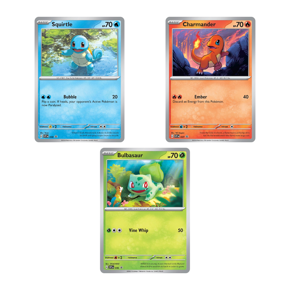 SVP046-048 Bulbasaur, Charmander & Squirtle Holo Promos (Meowth
