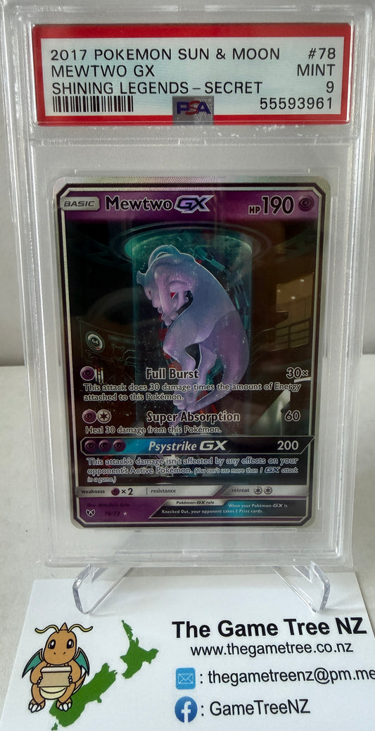 PSA 9 MINT Mewtwo GX - Shining Legends Secret 78/73 "Mewtube" *NOT SOLD OUT*