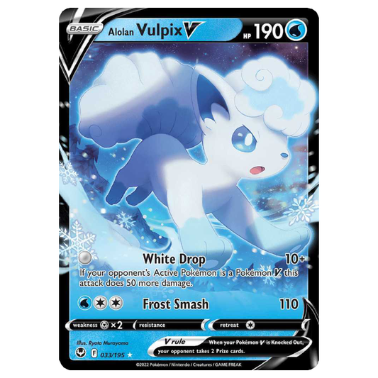 Alolan Vulpix V - Silver Tempest - 033/195 - Holo Ultra Rare