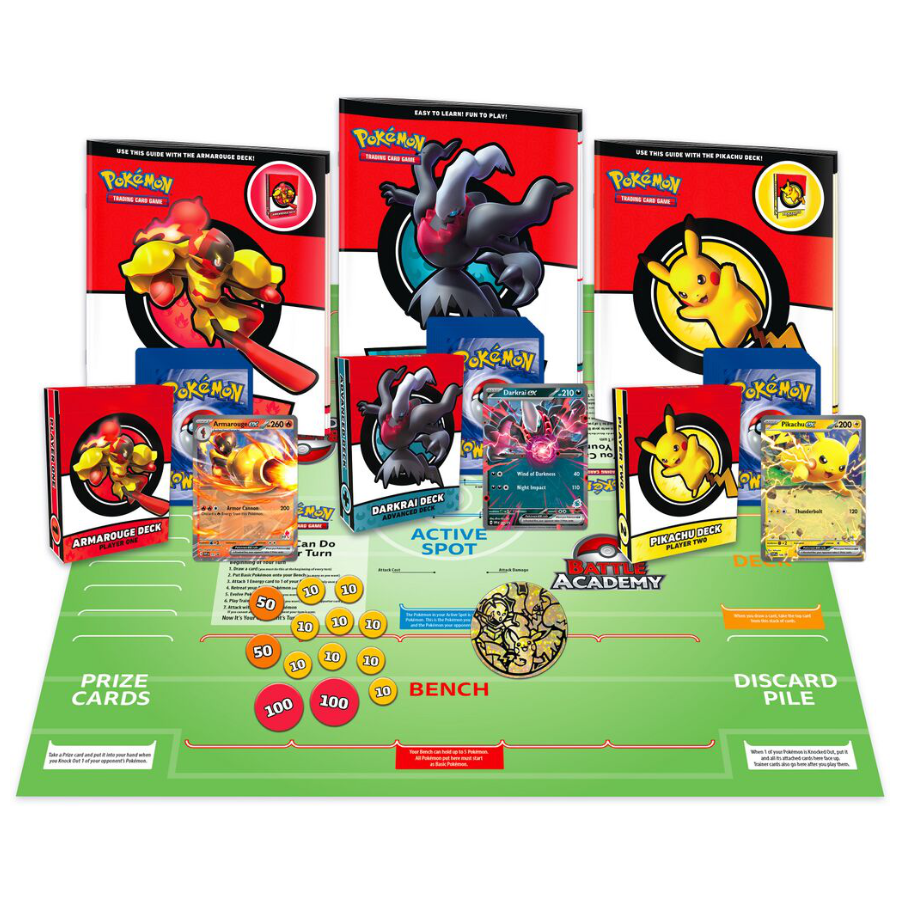 **CLEARANCE** Pokemon Trading Card Game Battle Academy (2024) - Armarouge ex, Pikachu ex, & Darkrai ex