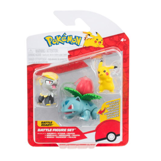 **CLEARANCE** Pokemon Battle Figure Set - Ivysaur, Jangmo-o & Pikachu