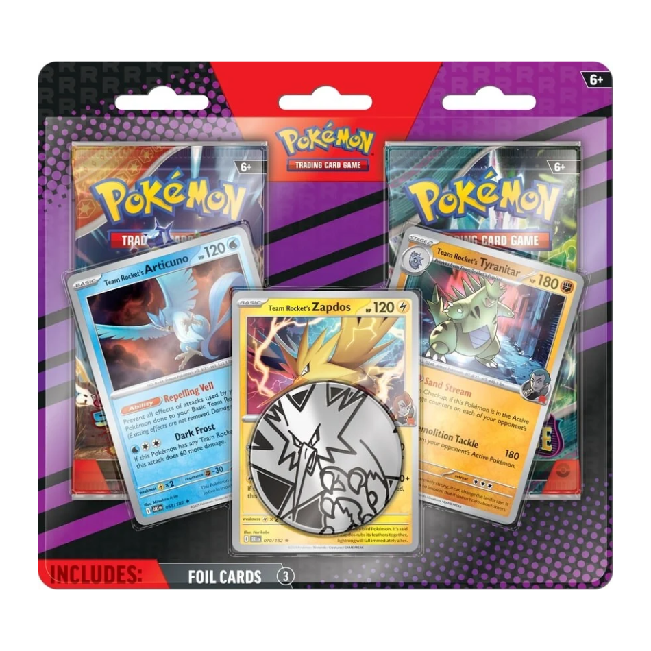 Enhanced 2-Pack Blister featuring TR's Articuno, TR's Zapdos & TR's Tyranitar