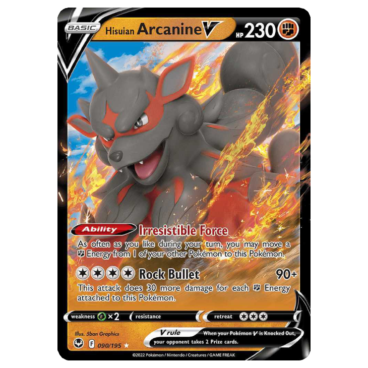 Hisuian Arcanine V - Silver Tempest - 090/195 - Holo Ultra Rare