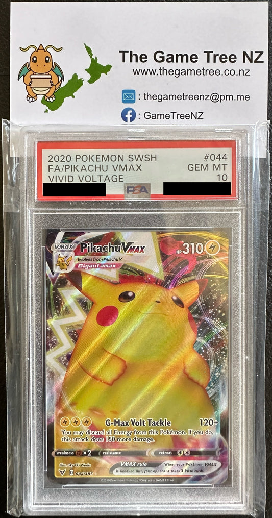 PSA 10 GEM MT Pikachu VMAX - Vivid Voltage Full Art 044/185