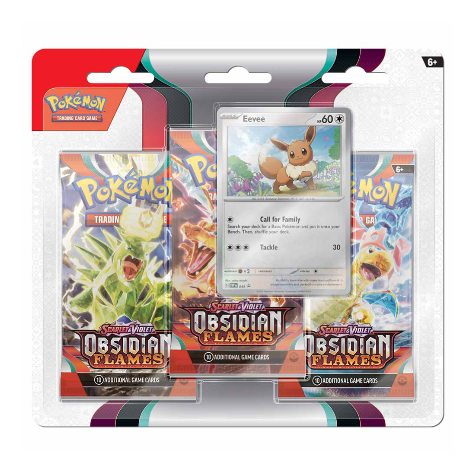 Obsidian Flames 3x Booster Pack Blister with either Eevee/Houndstone Promo