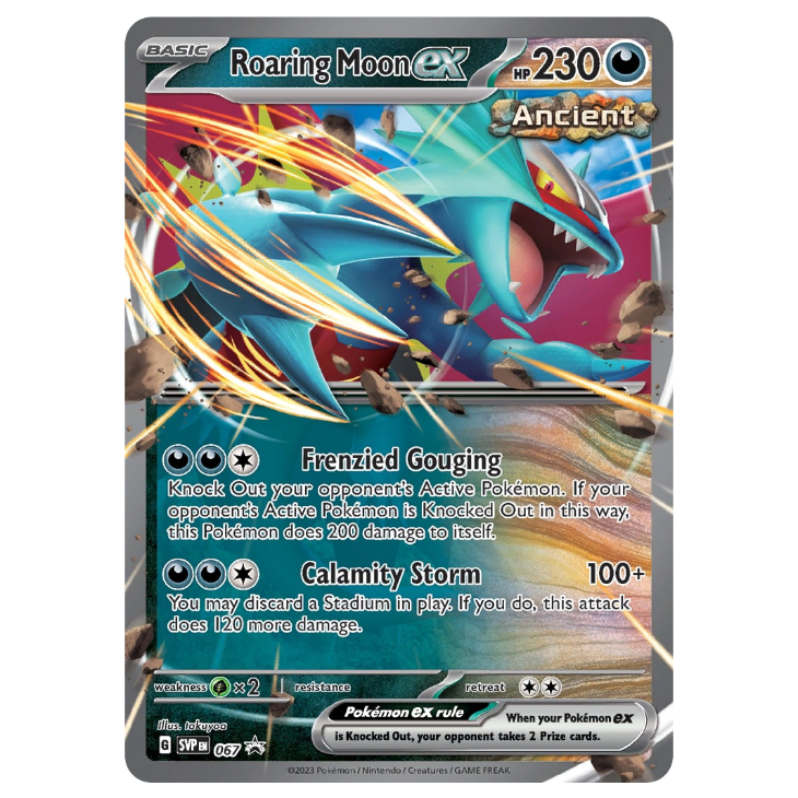 holographic roaring moon pokemon card SVP067 Roaring Moon ex
