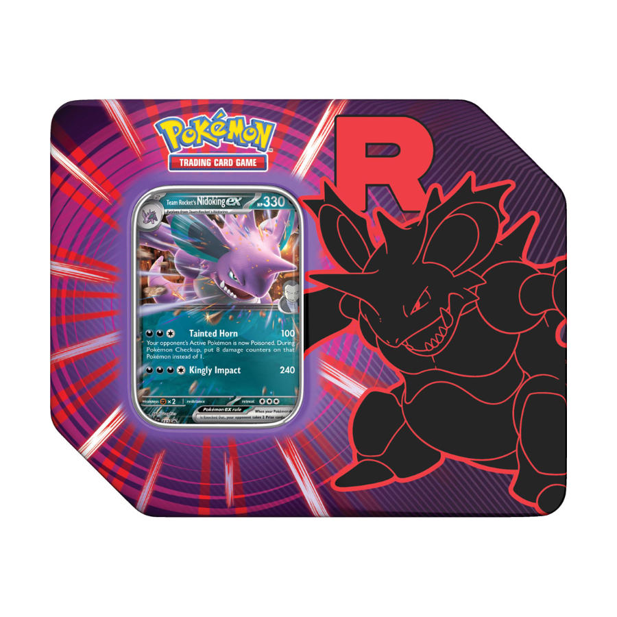 Team Rocket Tins featuring Team Rocket's Mewtwo ex, Nidoking ex or Persian ex
