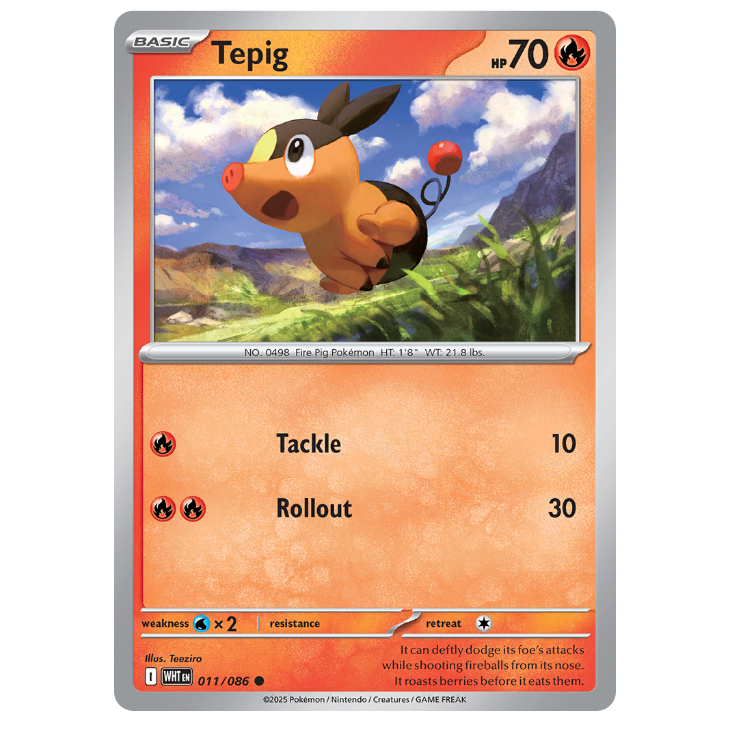 tepig pokemon card holographic Holo Promo Style:Yellow (Cover Only) Uprising Singe Flip a coin Pokemon Black White Legends