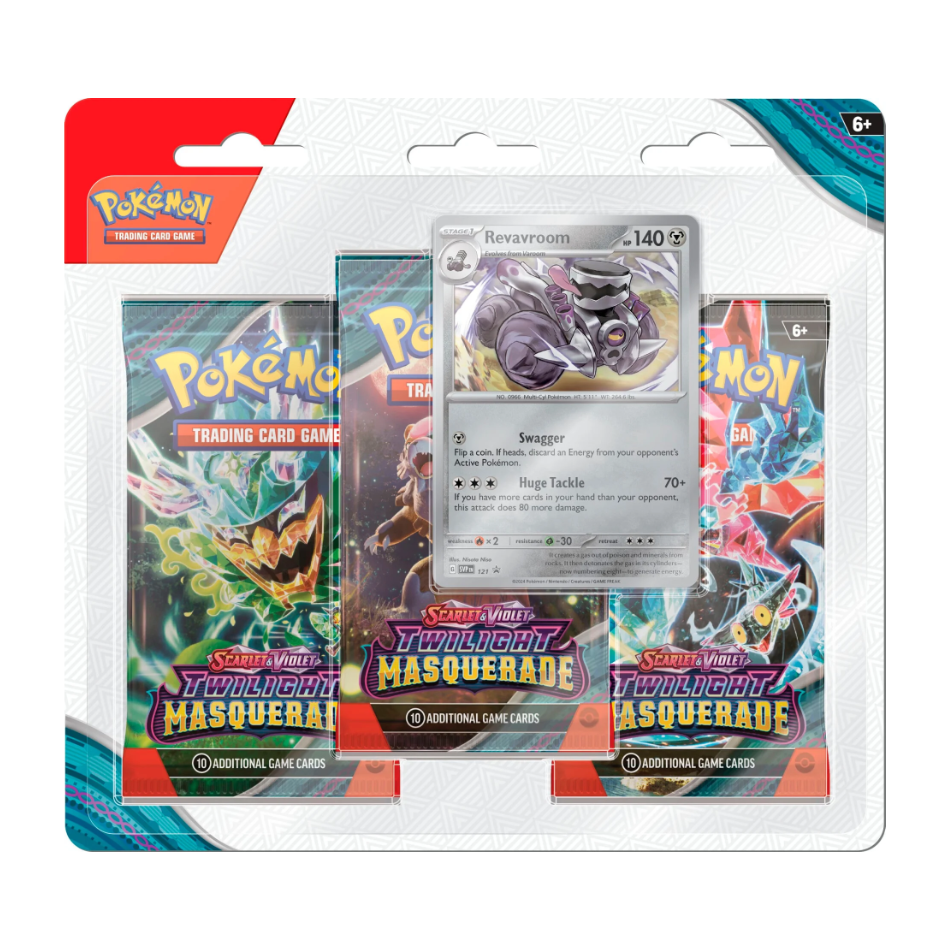Twilight Masquerade 3x Booster Pack Blister with either Revavroom/Snorlax Promo