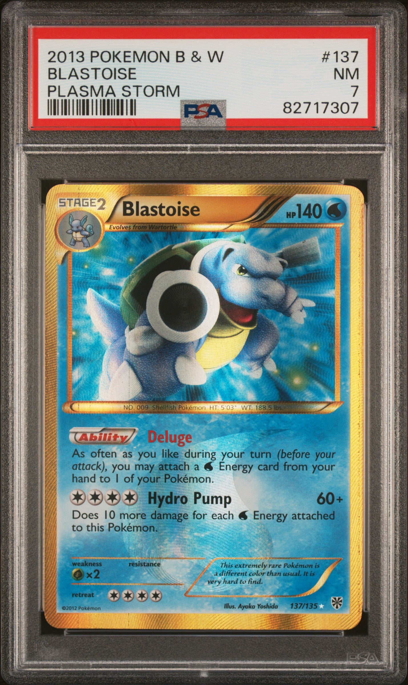 PSA 7 NM Blastoise EX - Plasma Storm Secret Full Art 137/135 – The
