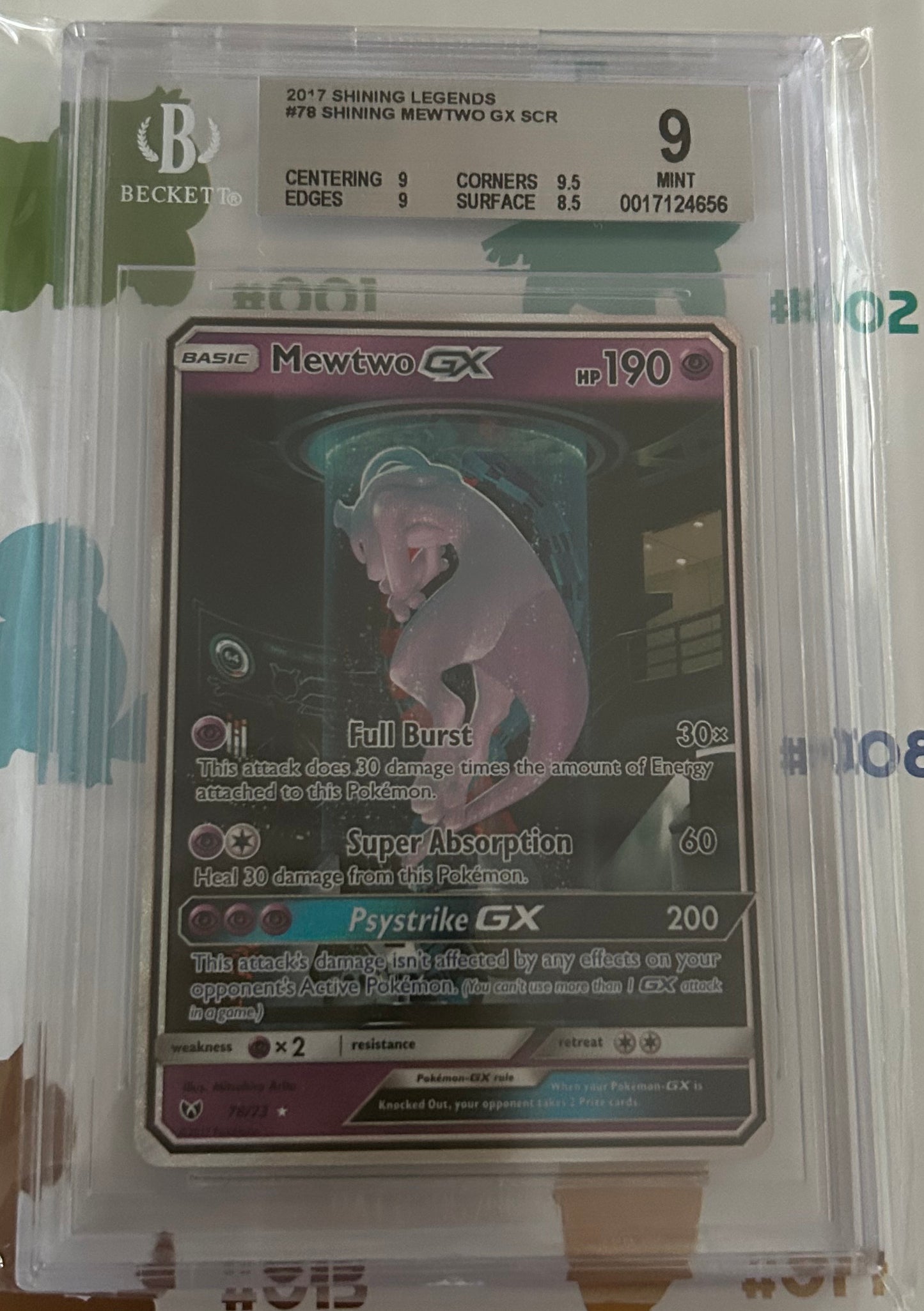 BECKETT 9 MINT Mewtwo GX "Mewtube" - Shining Legends Alternate Art Secret Holo 78/73