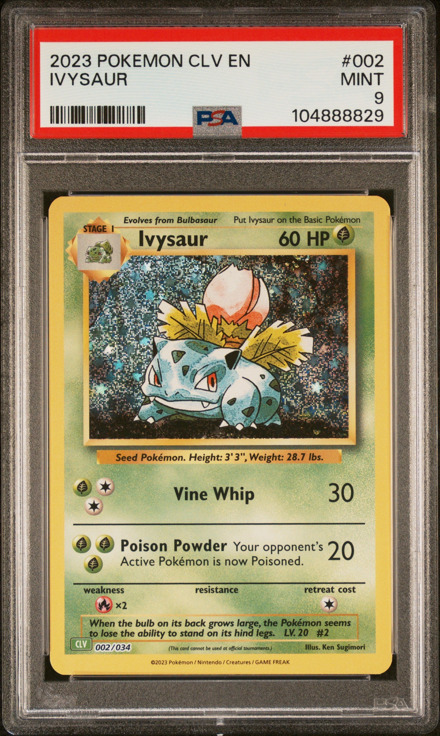 PSA 9 MINT Ivysaur - Trading Card Game Classic CLV Holo 002/034