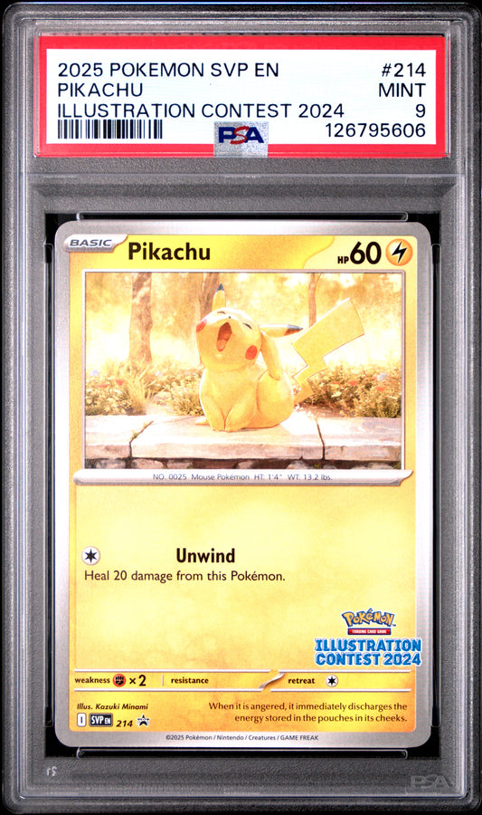 PSA 9 MINT Pikachu - SVP Promo Illustration Contest 2024 SVP214