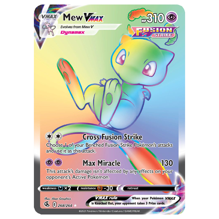 Mew VMAX - Fusion Strike - 268/264 - Holo Rainbow Secret Rare