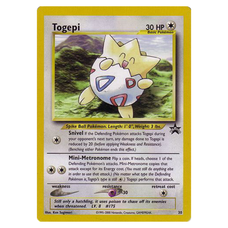 #30 Togepi - Pokémon League (January 2001) - WotC Black Star Promo (LP+)