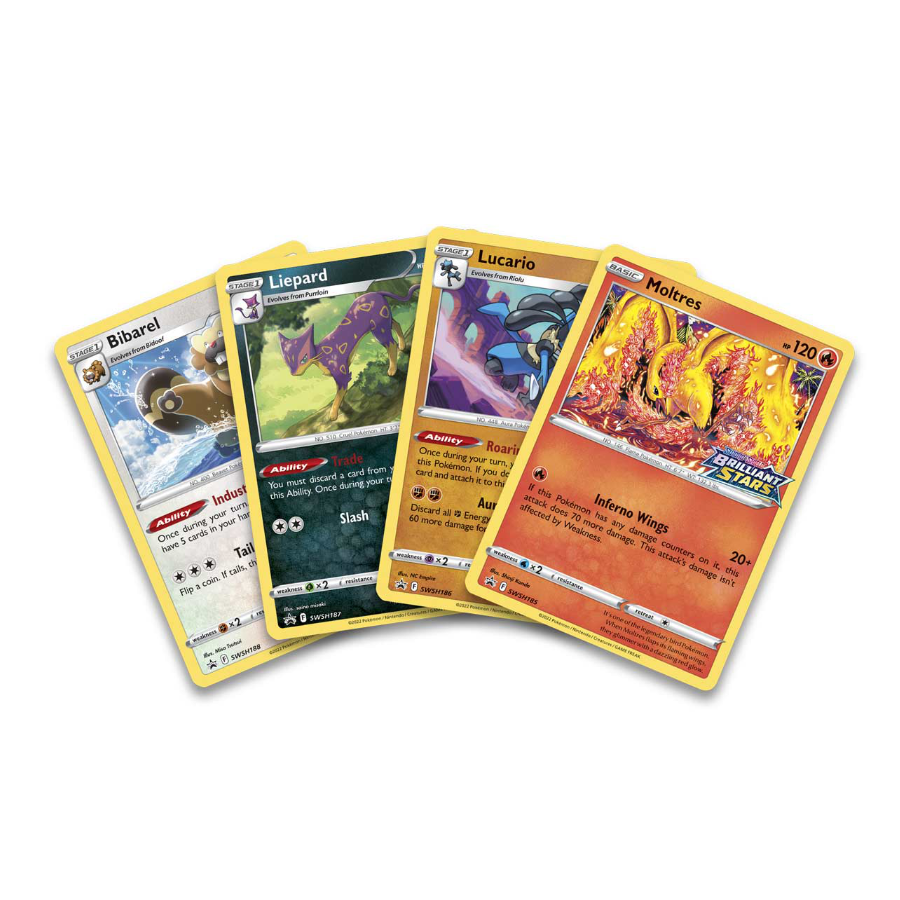 Brilliant Stars *SEALED* Holo Promo and mini-deck featuring Bibarel, Liepard, Lucario OR Moltres