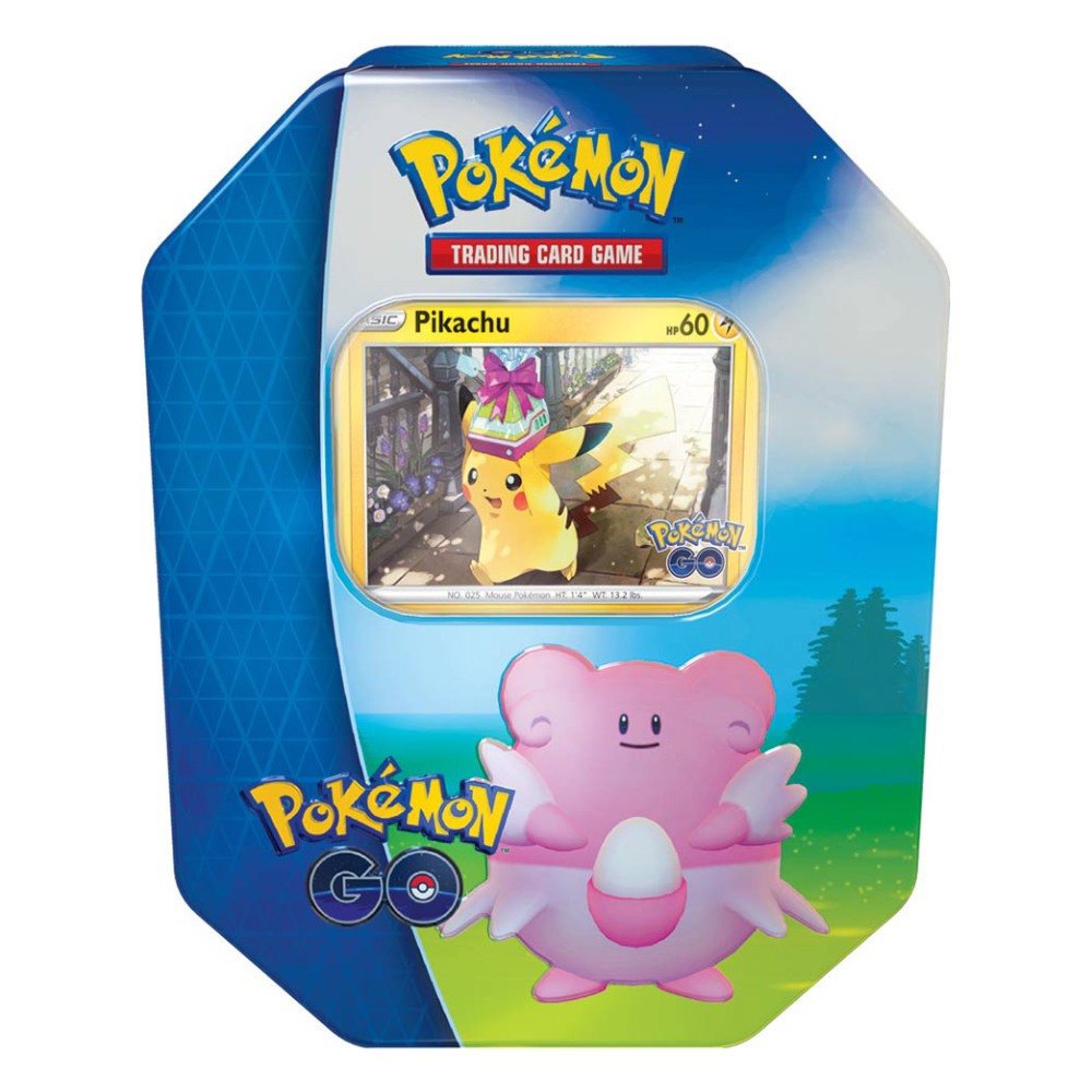Pokemon Go Gift Tin featuring Blissey, Pikachu or Snorlax