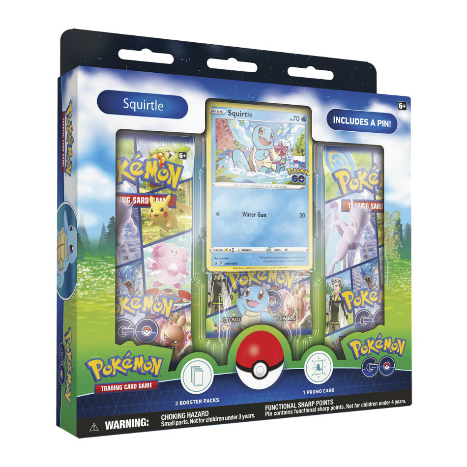 Pokemon Go Pin Collection featuring Bulbasaur, Charmander or Squirtle