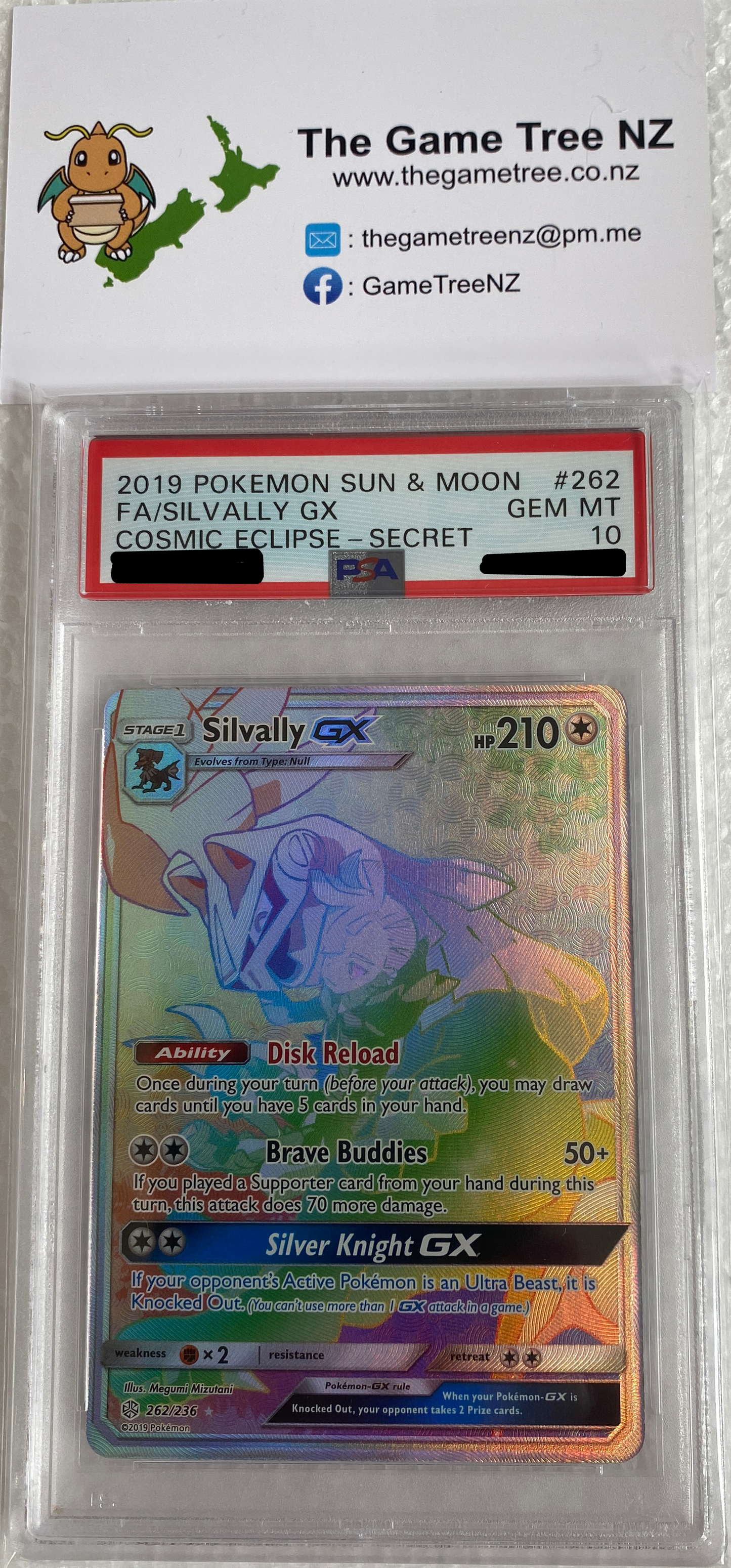 PSA 10 GEM MT Silvally GX - Cosmic Eclipse Secret Rainbow 262/236
