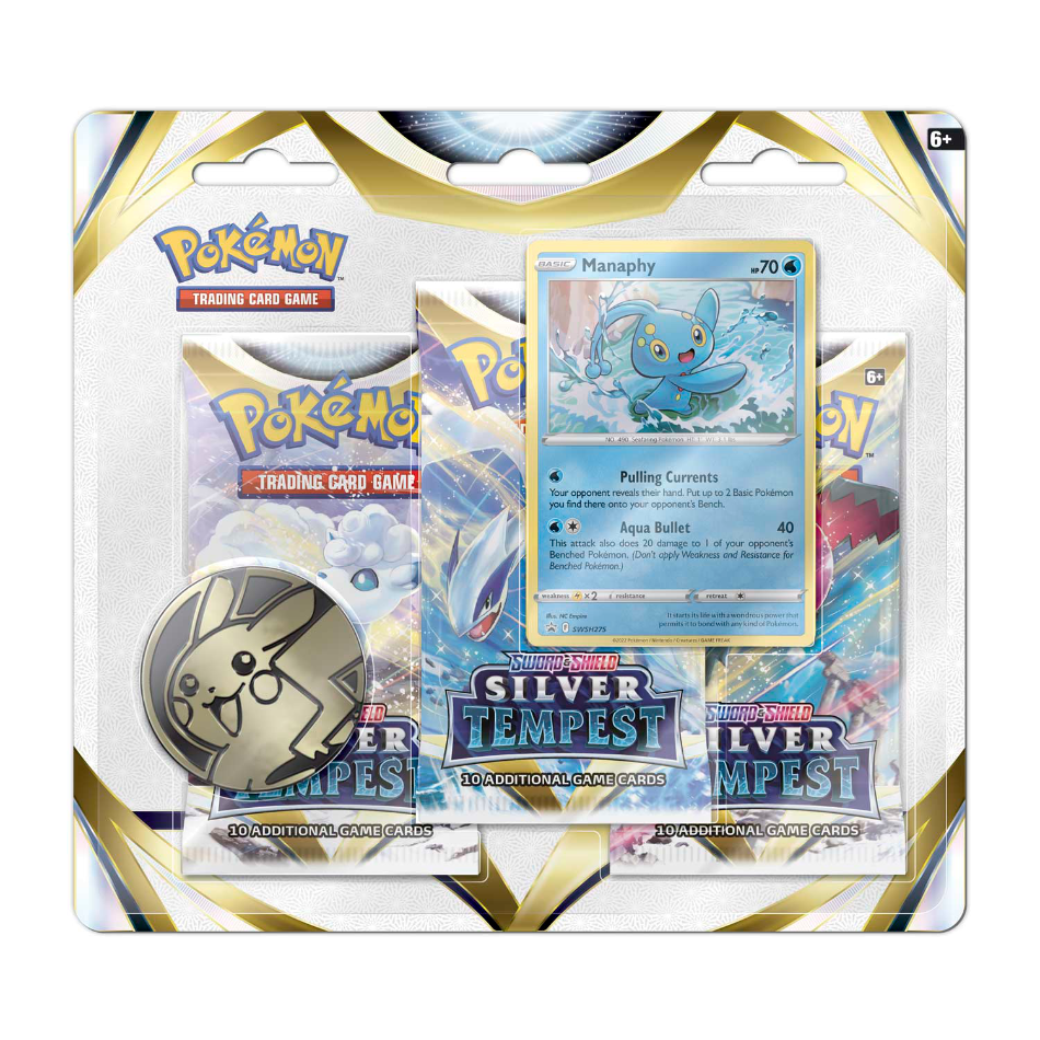 Silver Tempest 3x Booster Pack Blister with either Manaphy/Togetic Promo
