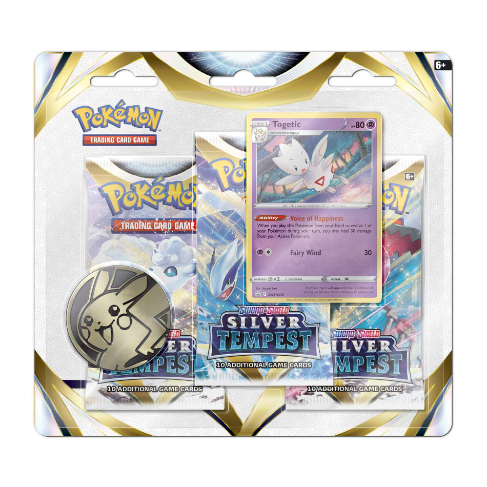 Silver Tempest 3x Booster Pack Blister with either Manaphy/Togetic Promo