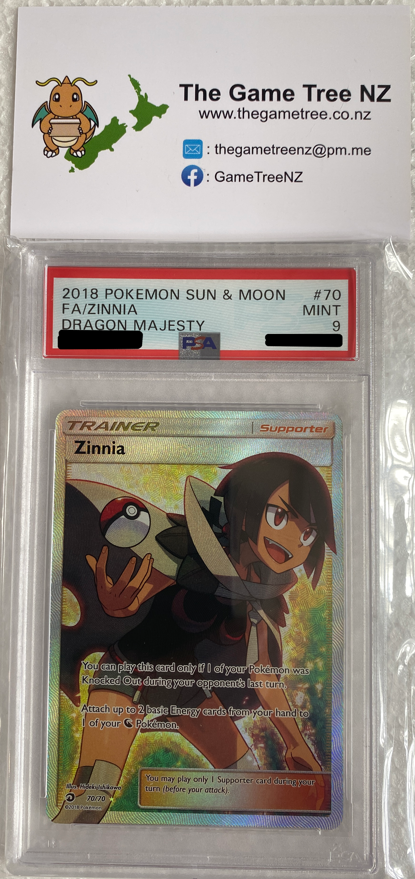 PSA 9 MINT Zinnia - Dragon Majesty Full Art 70/70