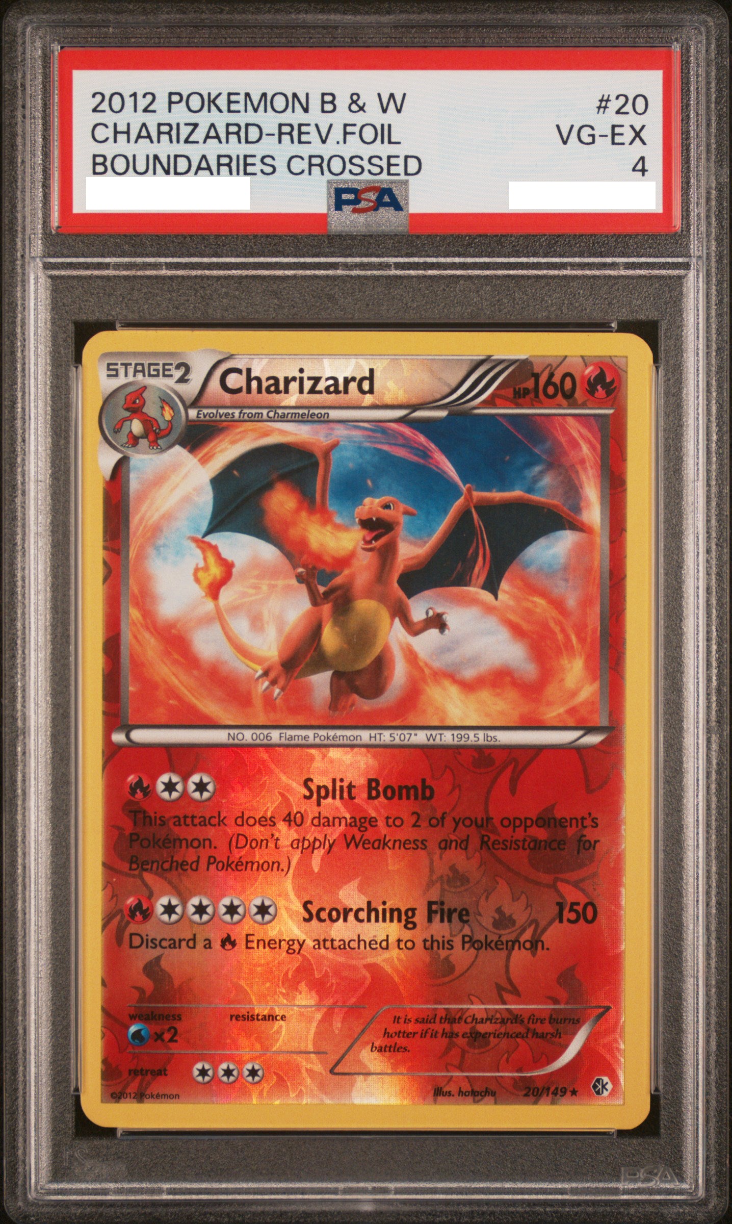 PSA 4 VG-EX Charizard - Boundaries Crossed Reverse Holo Rare 20/149