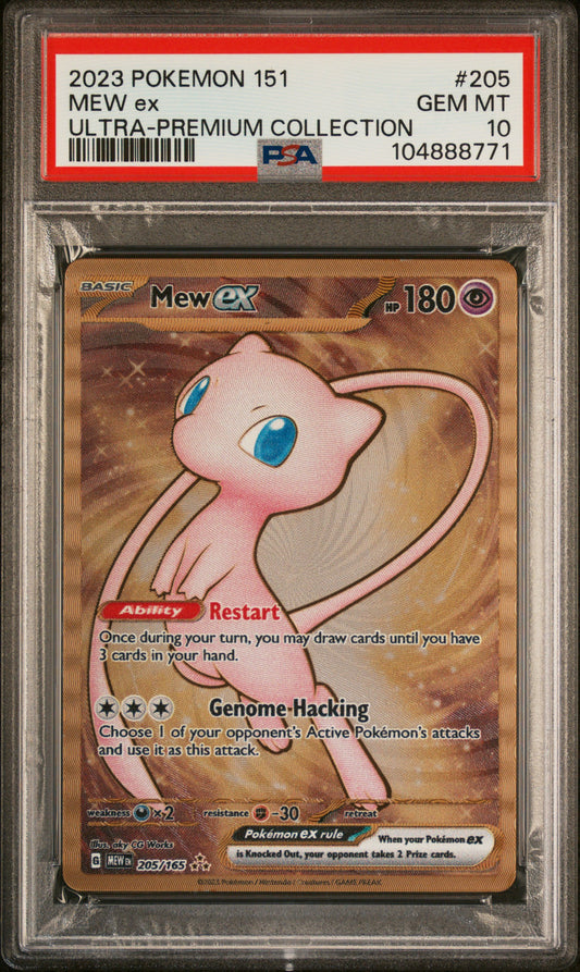 PSA 10 GEM MT Mew EX - 151 UPC *METAL* Gold Promo 205/165