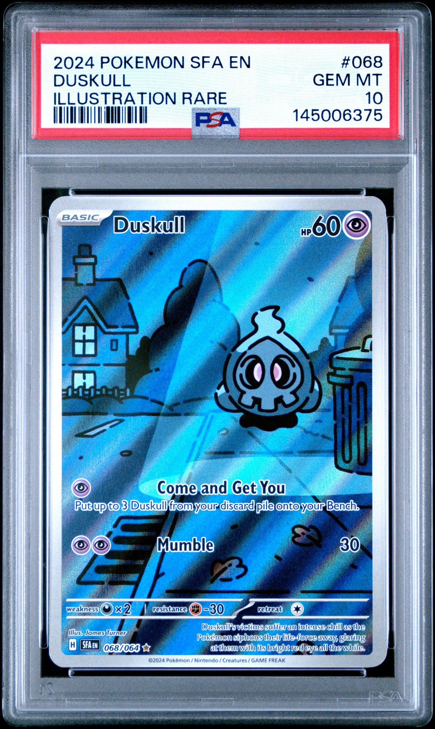 PSA 10 GEM MT Duskull - Shrouded Fable Illustration Rare 068/064