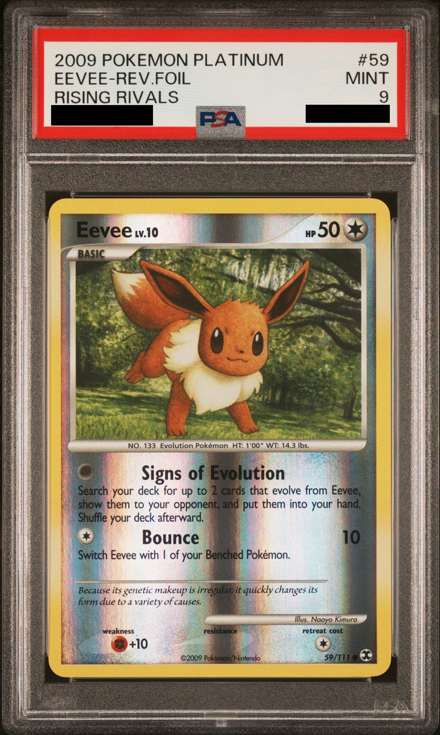 PSA 9 MINT Eevee - Rising Rivals Reverse Holo 59/111