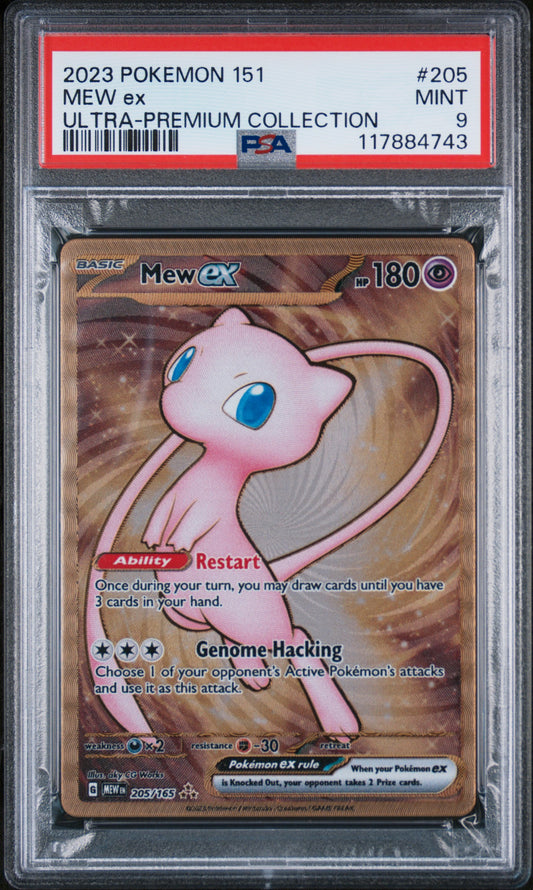 PSA 9 MINT Mew EX - 151 UPC *METAL* Gold Promo 205/165