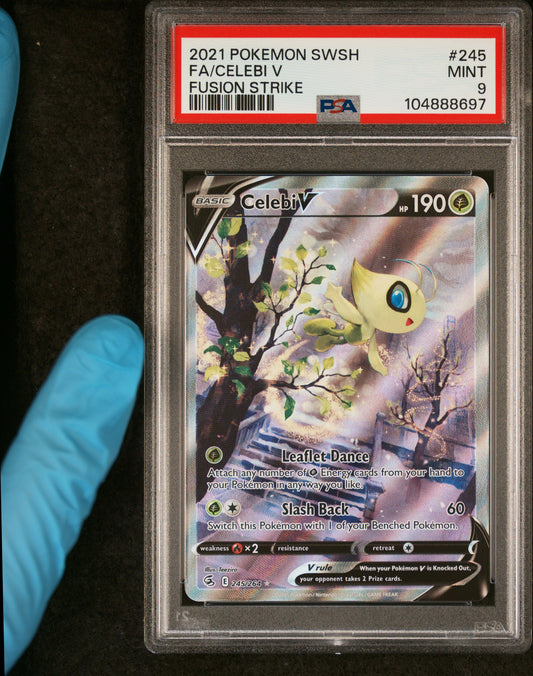 PSA 9 MINT Celebi V - Fusion Strike Alt. Art Holo 245/264