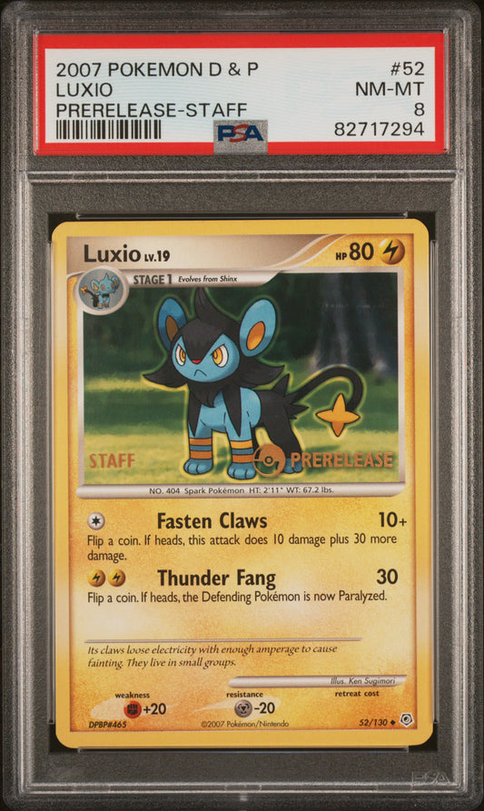 PSA 8 NM-MT Luxio - Diamond & Pearl Prerelease Staff Promo 52/130