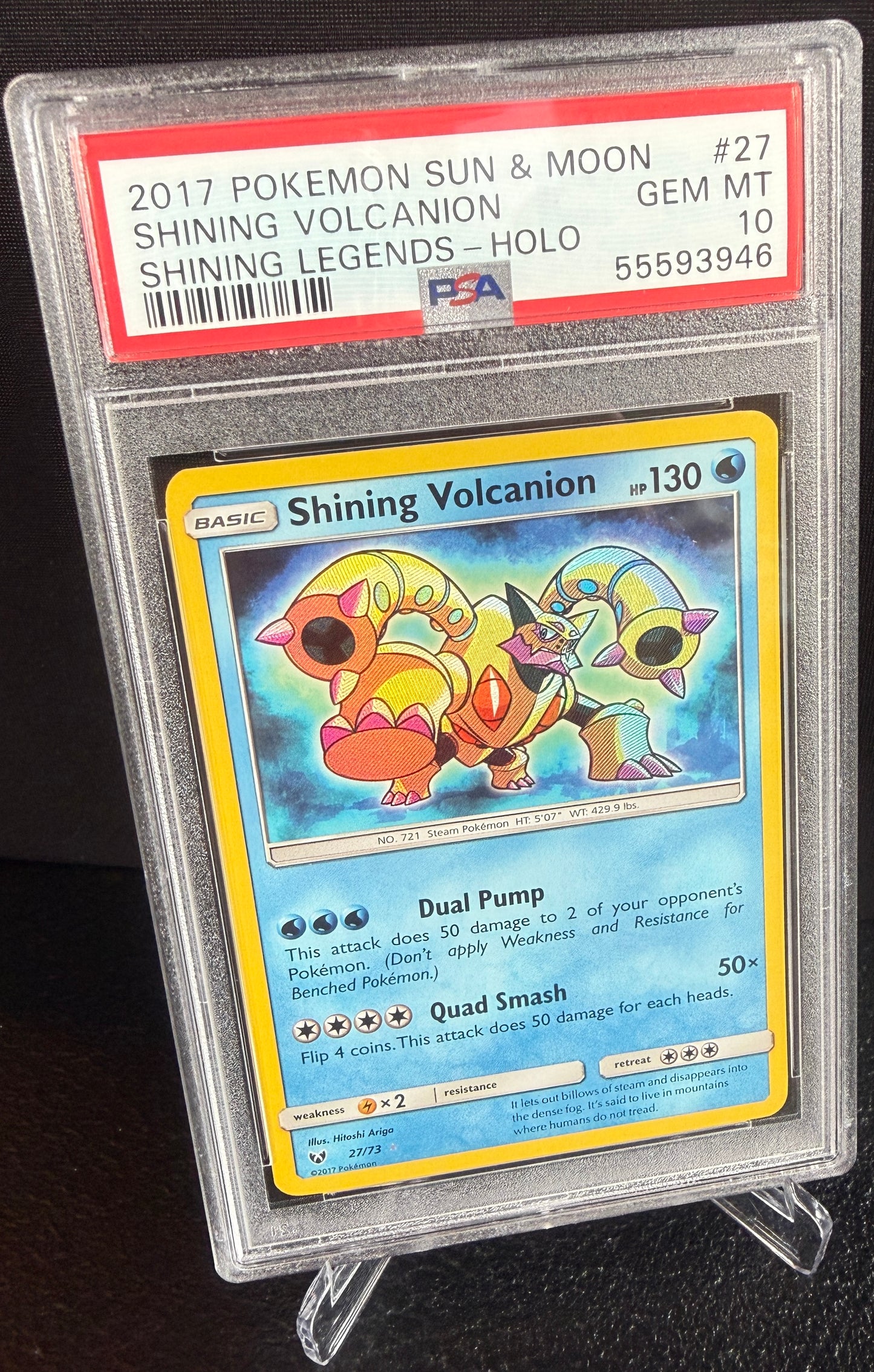 PSA 10 GEM MT Shining Volcanion - Shining Legends Shiny Holo Rare 27/73