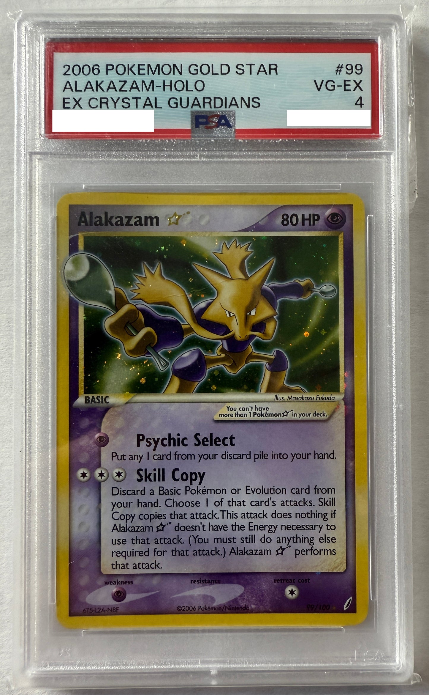 PSA 4 VG-EX Alakazam Gold Star - Crystal Guardians Holo 99/100