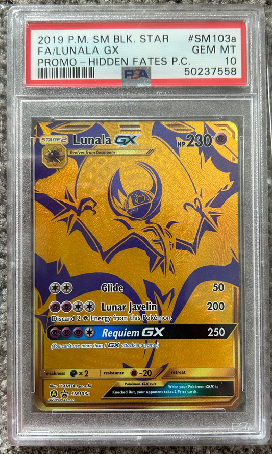 PSA 10 GEM MT Lunala GX - SM Promo Gold Holo Promo SM103a