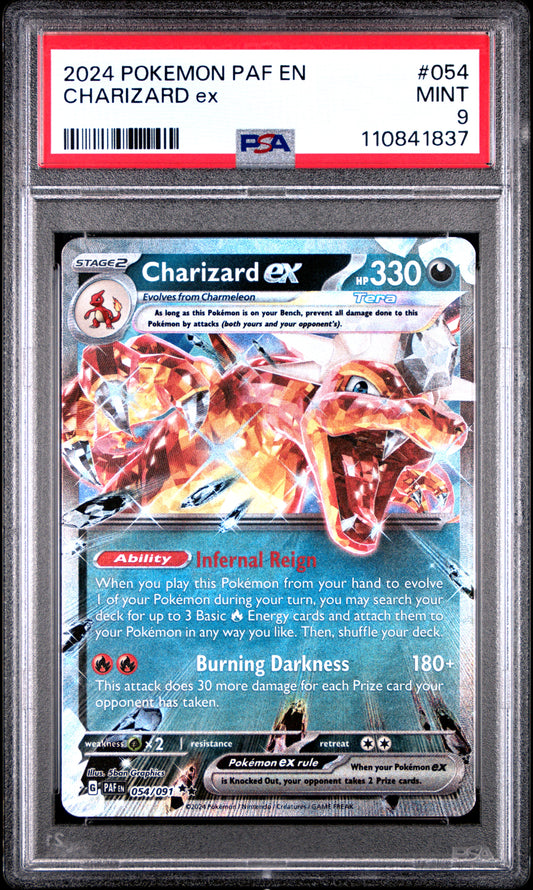 PSA 9 MINT Charizard ex - Paldean Fates Ultra Rare Holo 054/091