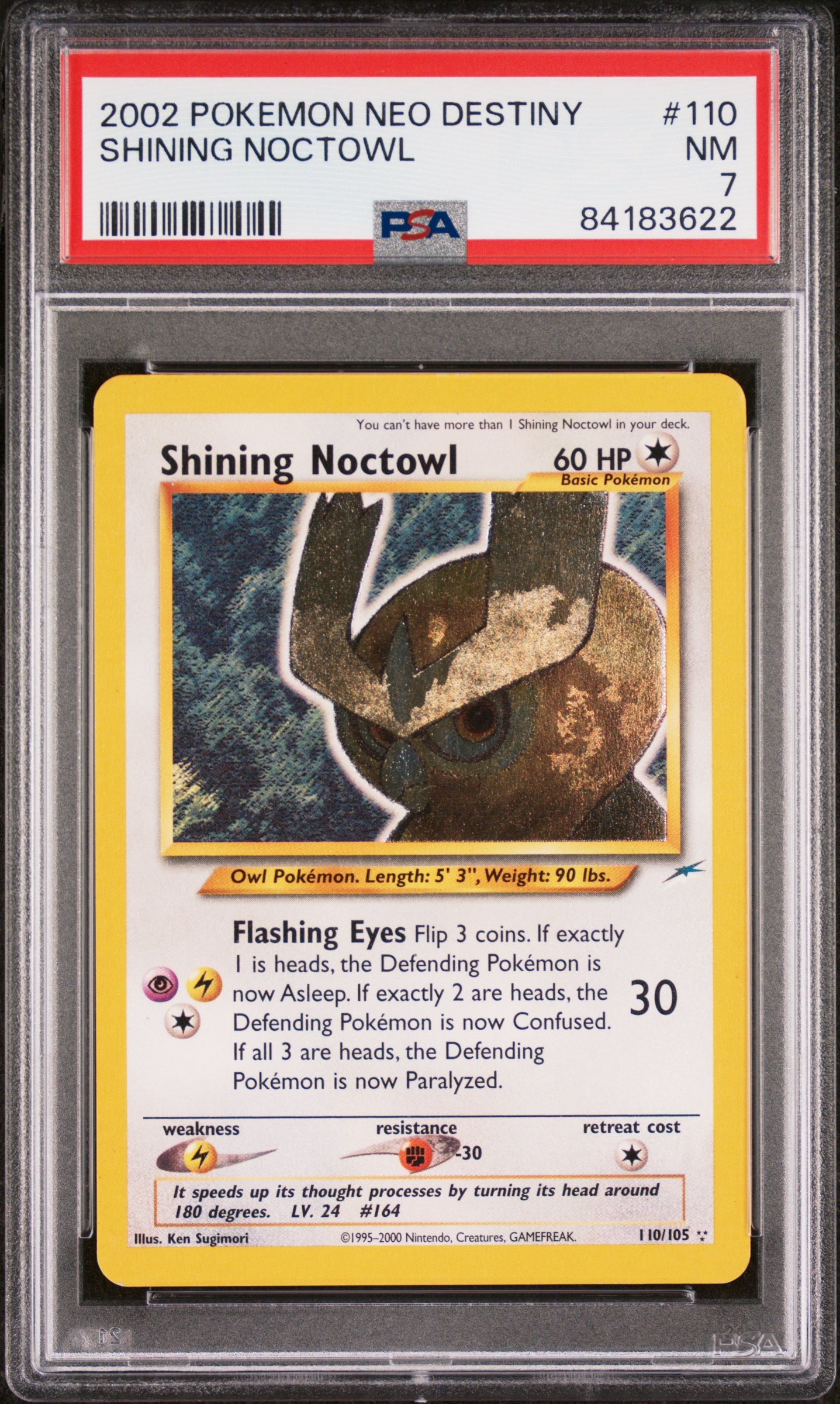 PSA 7 NM Shining Noctowl - Neo Destiny Secret 110/105