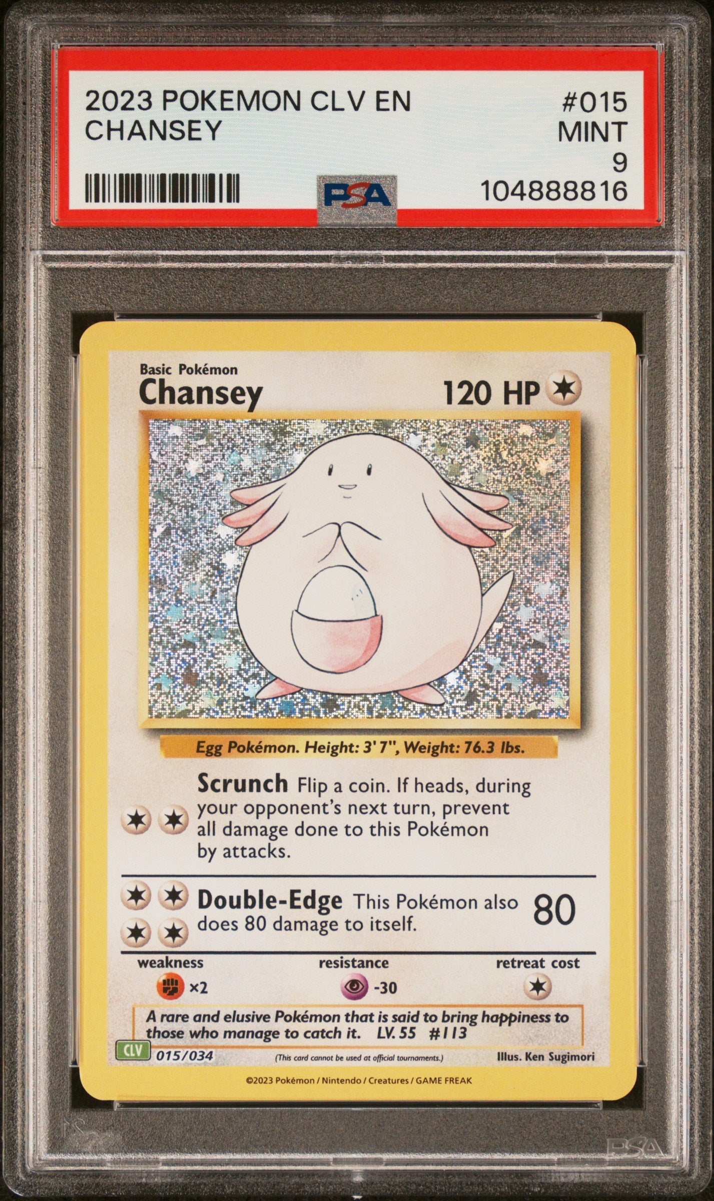 PSA 9 MINT Chansey - Trading Card Game Classic CLV Holo 015/034