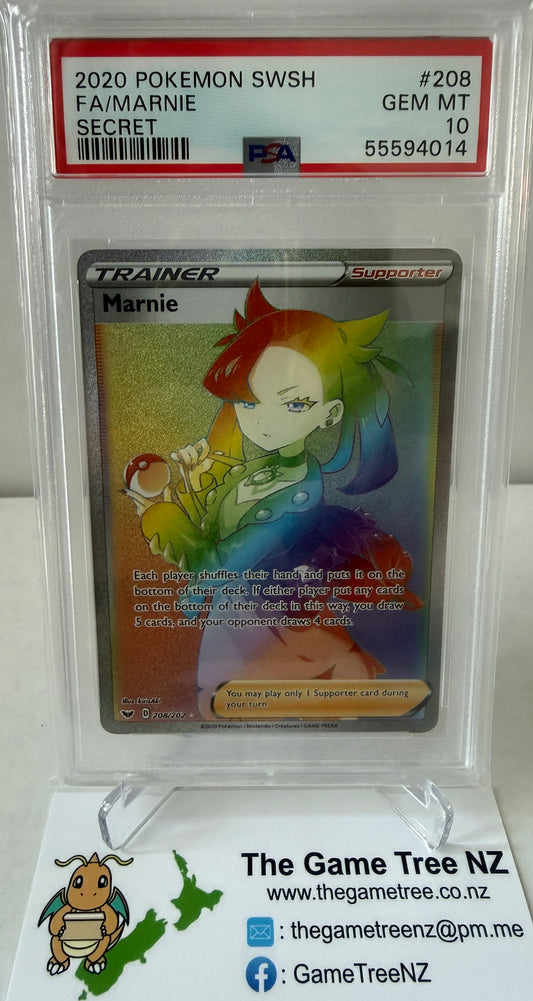 PSA 10 GEM MT Marnie - Sword & Shield Secret Rainbow 208/202