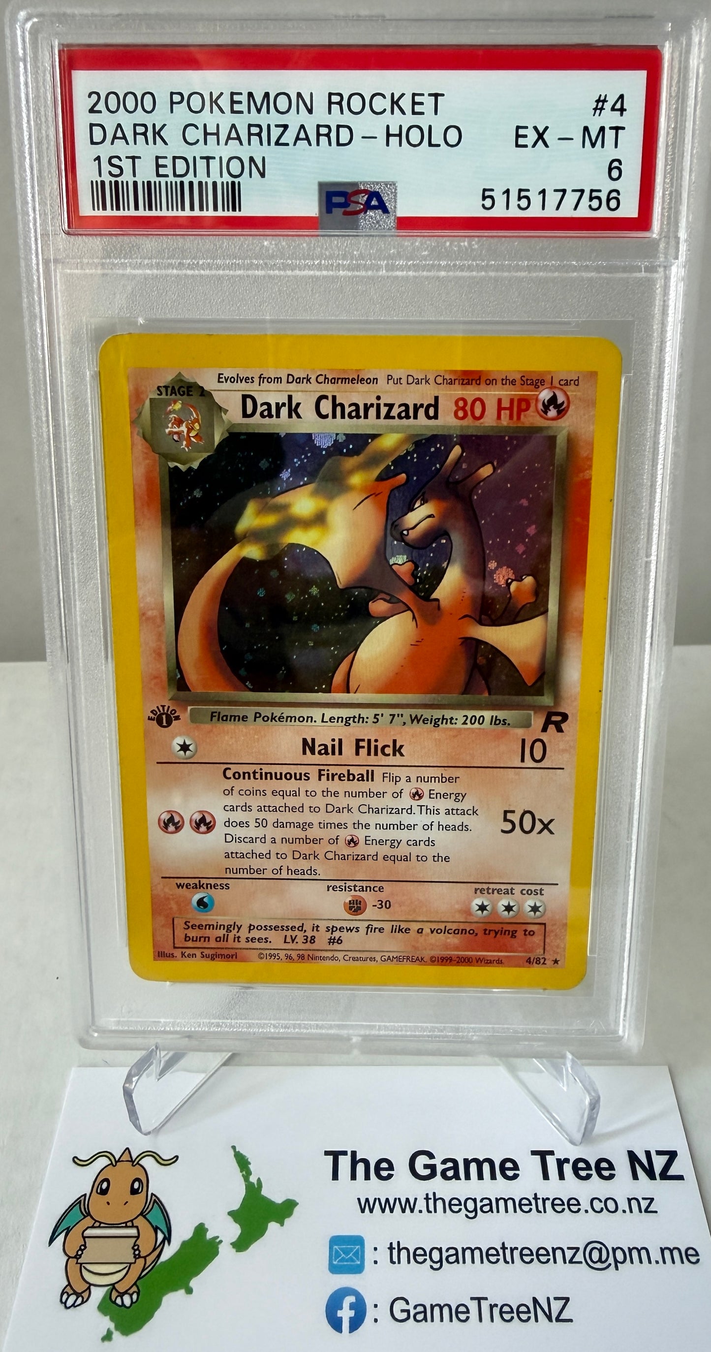 PSA 6 EX-MT Dark Charizard *1ST EDITION* - Team Rocket Holo Rare 4/82