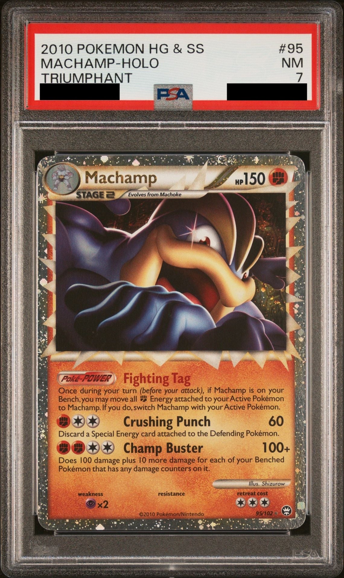 PSA 7 NM Machamp Prime - HGSS Triumphant Holo 95/102