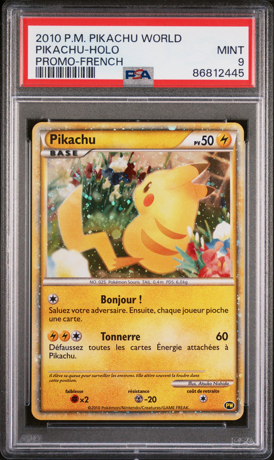 PSA 9 MINT Pikachu - Pikachu World Holo Promo *French*