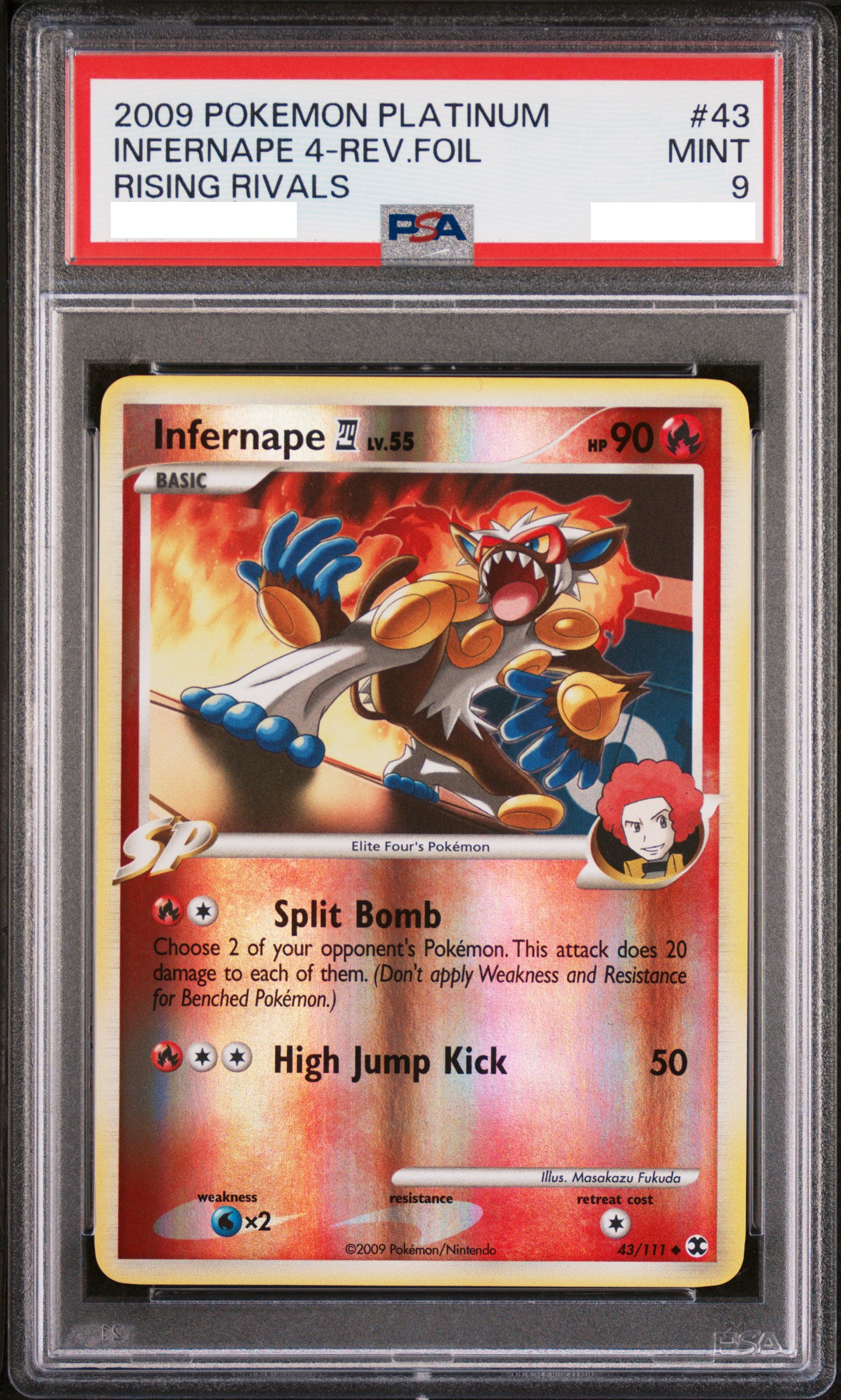 PSA 9 MINT Infernape 4 - Rising Rivals Reverse Holo Uncommon 43/111