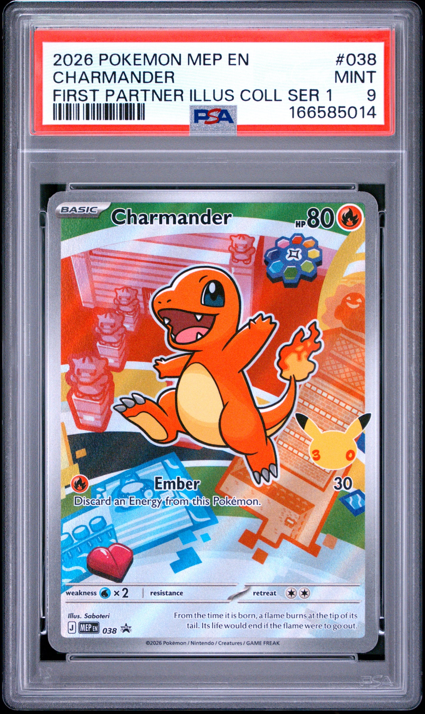 PSA 9 MINT Charmander - MEP Promo First Partner Illustration Collection MEP038