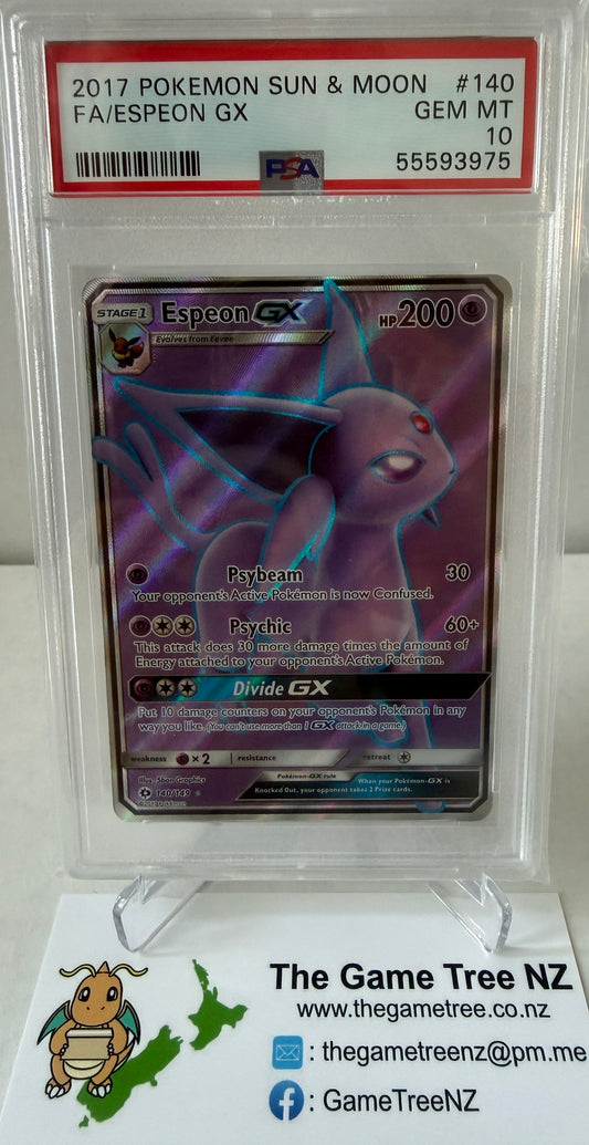 PSA 10 GEM MT Espeon GX - Sun & Moon Ultra Rare Full Art 140/149
