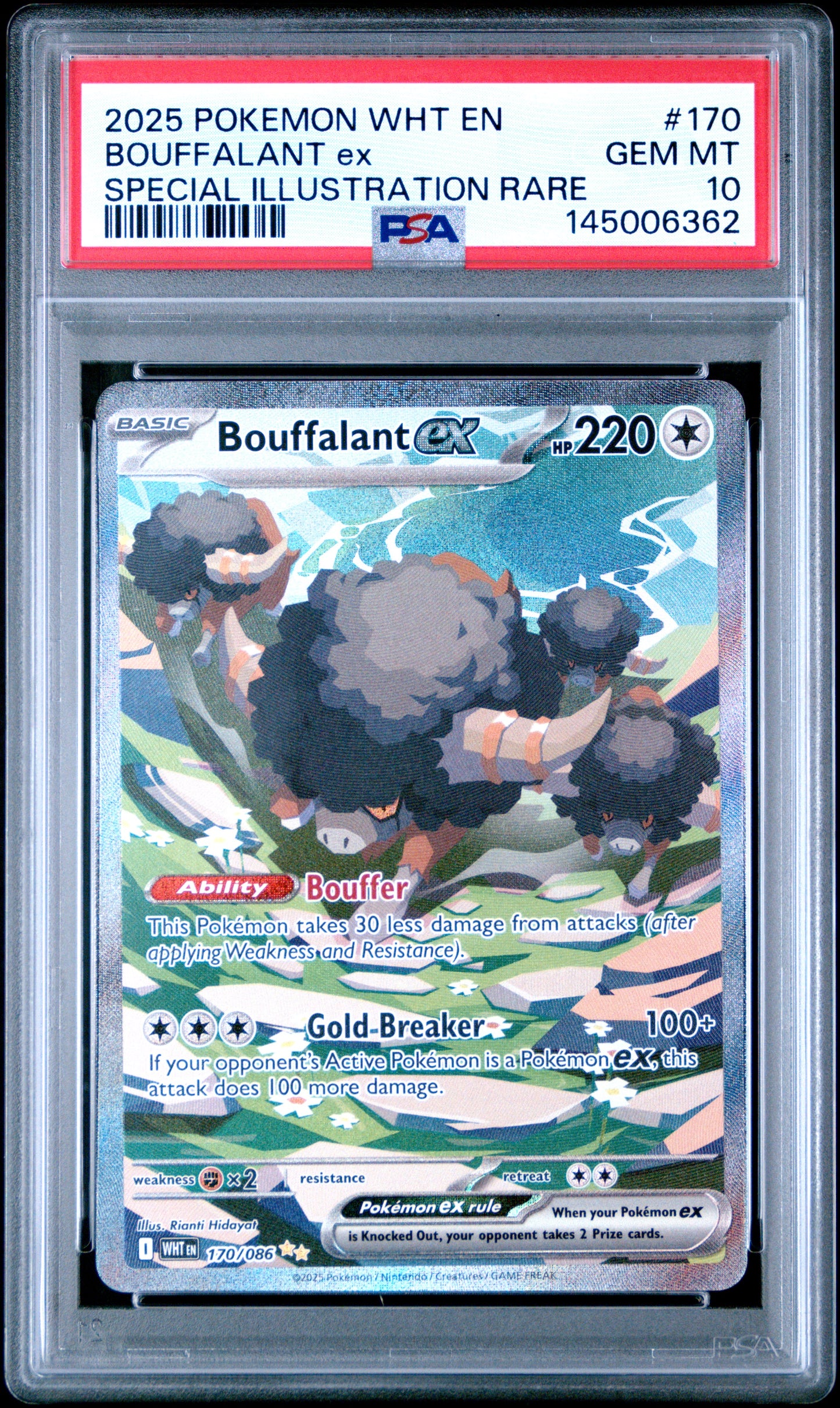 PSA 10 GEM MT Bouffalant ex - White Flare Special Illustration Rare 170/086