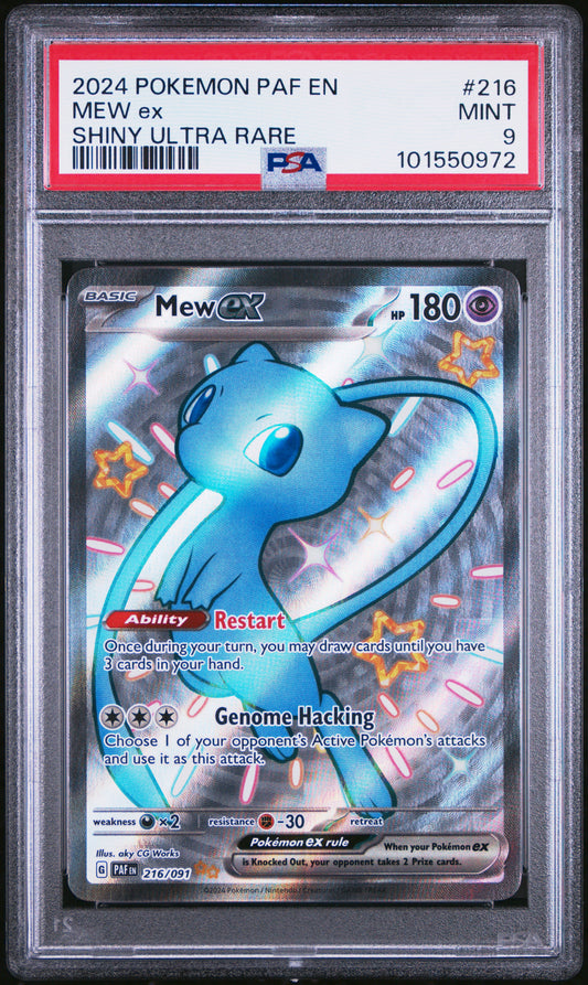 PSA 9 MINT Mew ex - Paldean Fates Shiny Ultra Rare 216/091