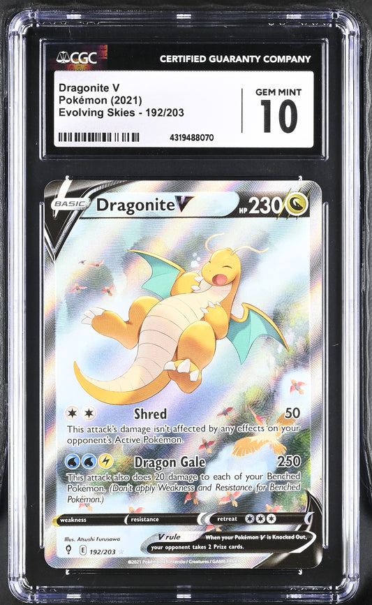 CGC 10 GEM MINT Dragonite V - Evolving Skies Alt. Art 192/203