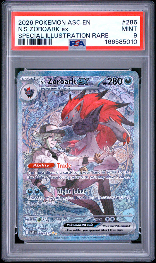PSA 9 MINT N's Zoroark ex - Ascended Heroes SIR 286/217